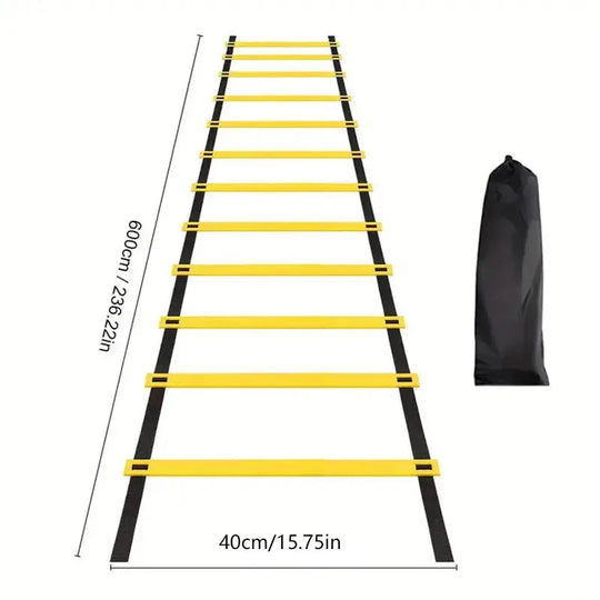 Échelle-d'entraînement-pour-travail-de-vitesse-et-d'agilité-jaune-et-noir-six-metre
