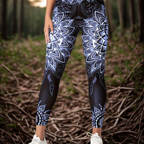 Legging-femme-sport-taille-haute-Pwrsft_Matiere-technique-coupe-gainante-couleur-bleu foncé 