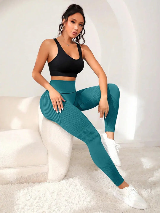 Legging-pour-le-sport-respirant-et-élastique-vert-respirant