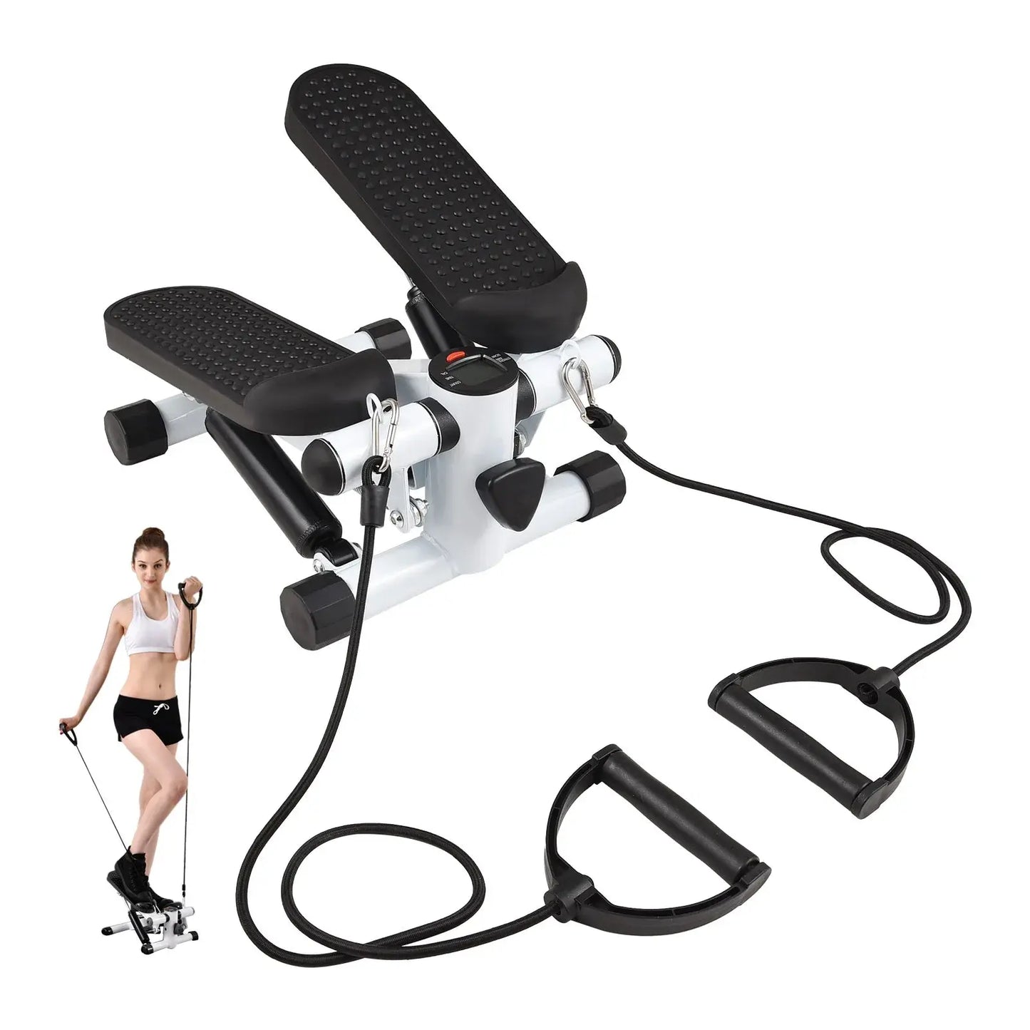 Mini Stepper For Exercise At Home With Resistance Bands LCD Display Capacity 100kg Stair Stepper Power shift fitness