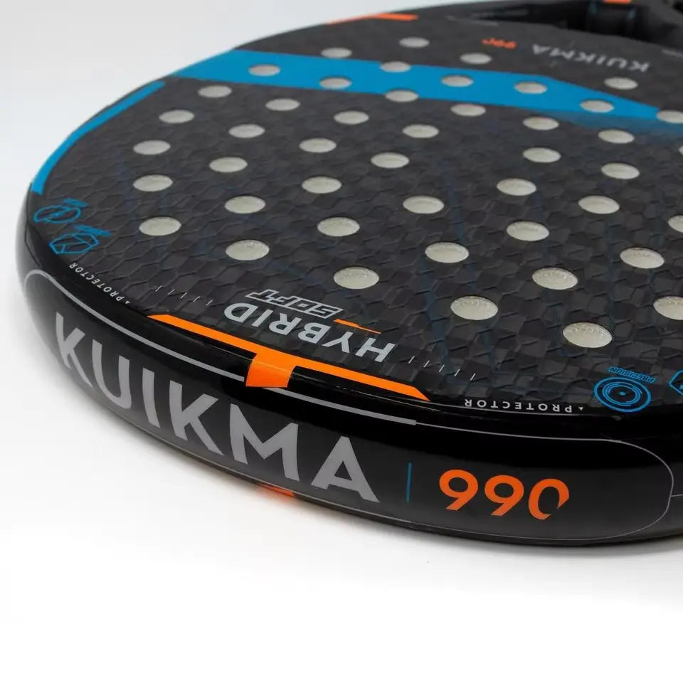 Raquette-de-padel-KUIKMA_-990-hybride-femme-homme-noir-et-bleu-confortable-professionnelle