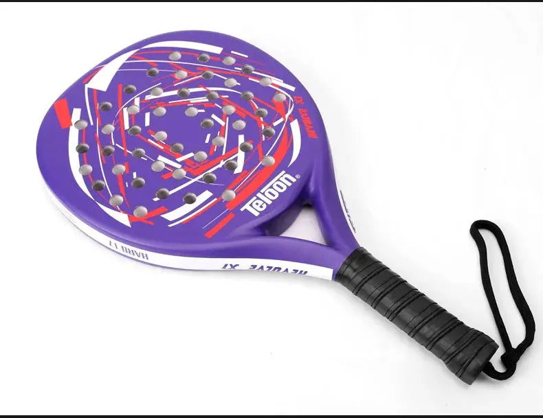 Raquette-de-padel-professionnelle-Teloon™-en-fibre-de-carbone-violet-et-rouge
