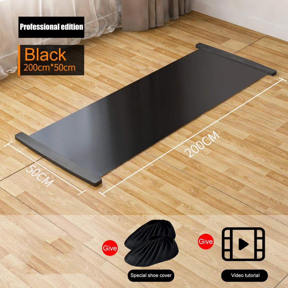 140/180/200cm Multifunctional Yoga Sliding Mat for Ice Hockey Roller Skating Leg Exercise Indoor Sliding Fitness Training Board