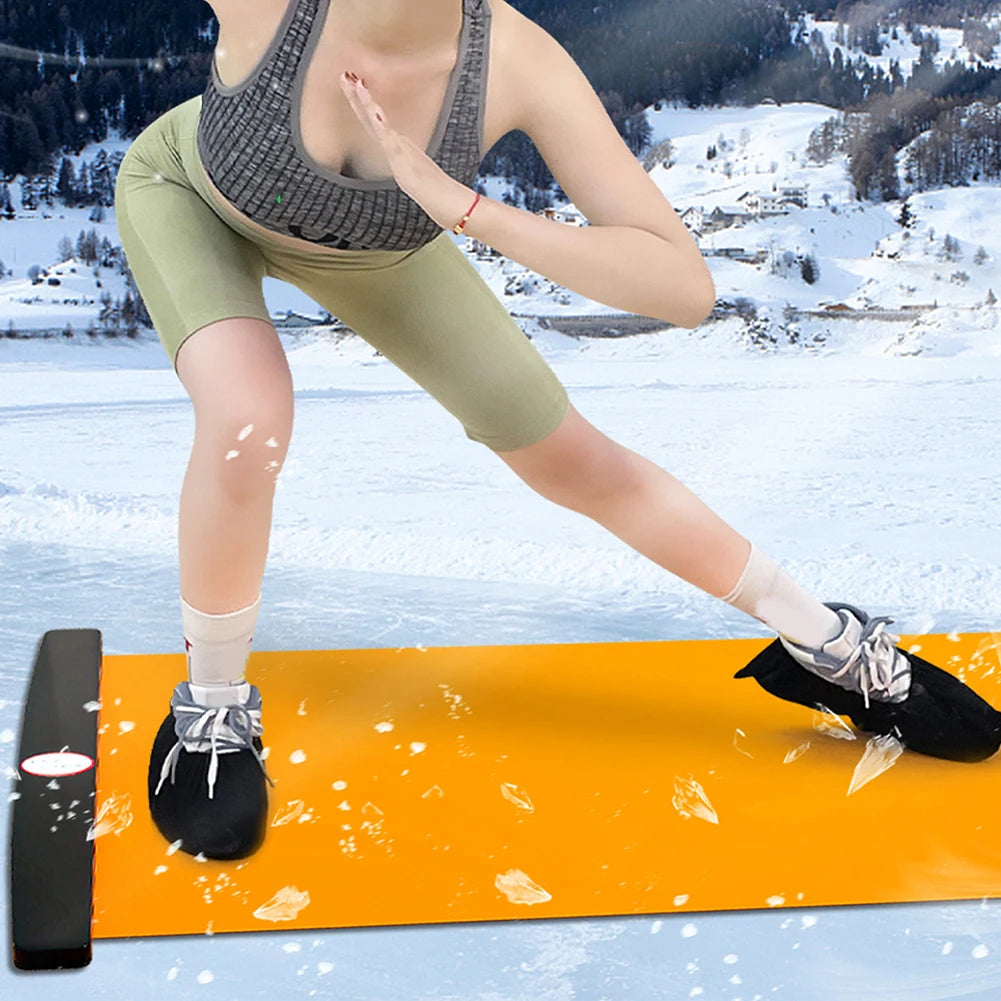 140/180/200cm Multifunctional Yoga Sliding Mat for Ice Hockey Roller Skating Leg Exercise Indoor Sliding Fitness Training Board