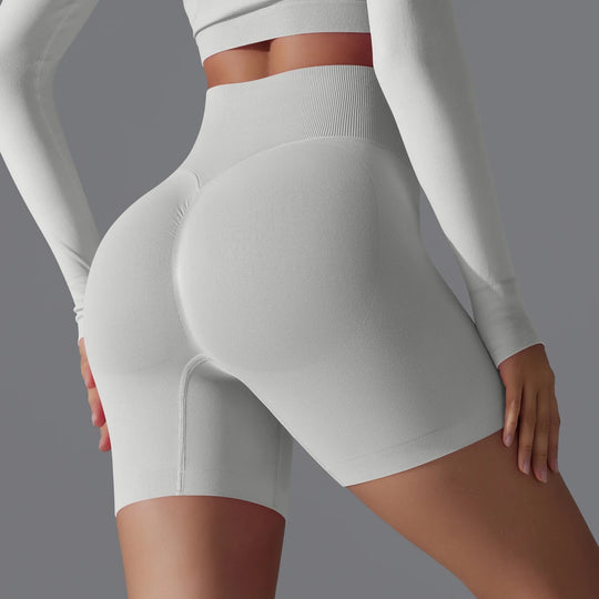 Short-de-sport-femme-Rooftrellen™-gris-polyamide-élasthanne-durable-ajustement-parfait-et-performance-sportive