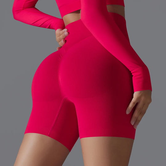 Short-de-sport-femme-Rooftrellen™-rouge-matière-extensible-tissu-anti-frottement-et-soutien-musculaire-sécurisé