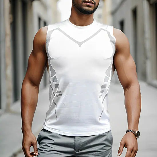 T-shirt-de-compression-GENDAWAY-pour-le-sport-sechage-rapide-blanc