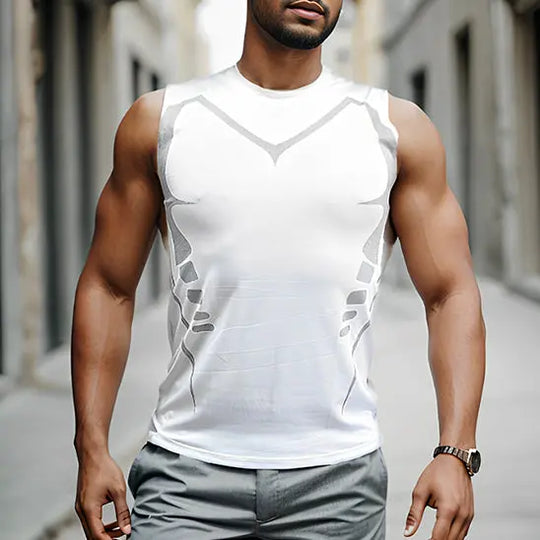 T-shirt-de-compression-GENDAWAY-pour-le-sport-sechage-rapide-blanc