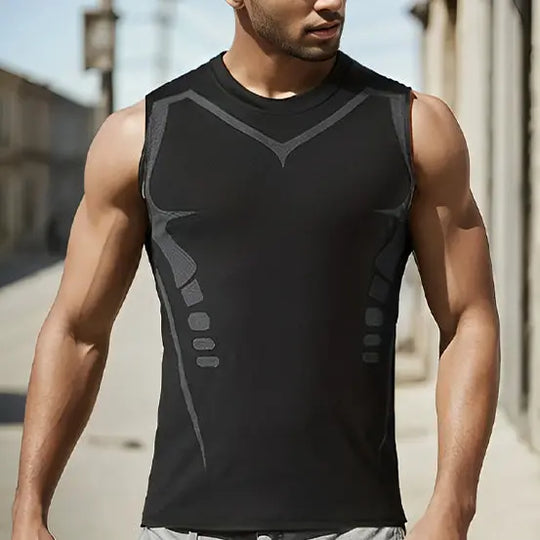 T-shirt-de-compression-GENDAWAY_-pour-le-sport-minimise-les-frottements-noir