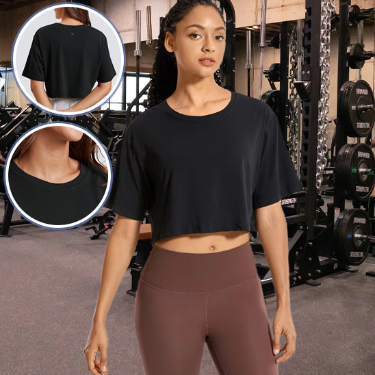 T-shirt-sport-femme-PSFit™-noir-couleur-élégante-confort-respirant-pour-entraînement-intensif