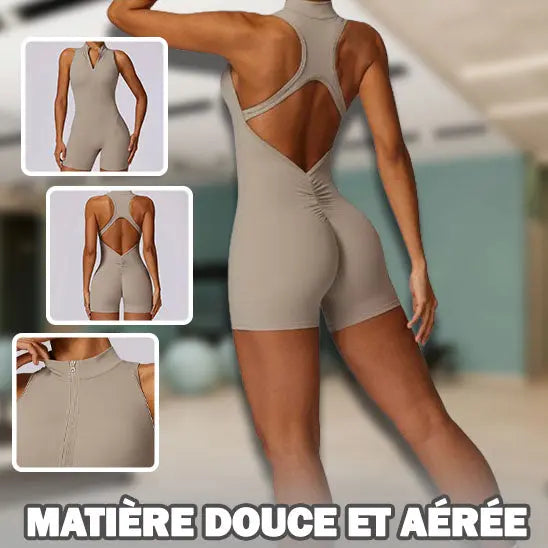 Tenue-de-sport-une-piece-pour-femme-rose-rouge