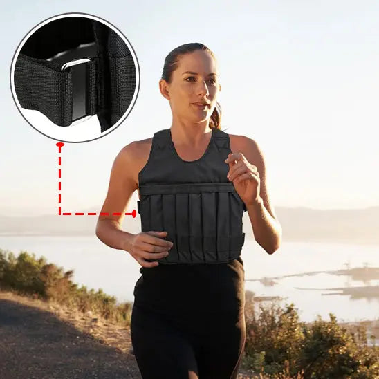 Gilet lesté réglable en tissu noir pour l'entrainement JOCESTYLE™ 3/15/35kg - Power shift fitness