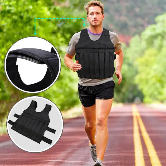 Gilet lesté réglable en tissu noir pour l'entrainement JOCESTYLE™ 3/15/35kg - Power shift fitness