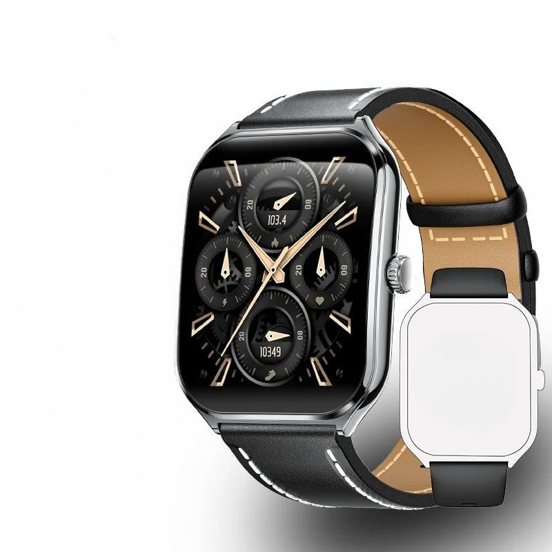 montre-connectée-intelligente-ultra-mince-amoled-mt61–écran-1.96–design-élégant–bracelet-cuir-noir-haut-définition
