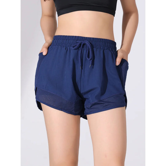 short-de-sport-femme-PowersFit™-bleu-style-sportif-épuré-et-confort-absolu